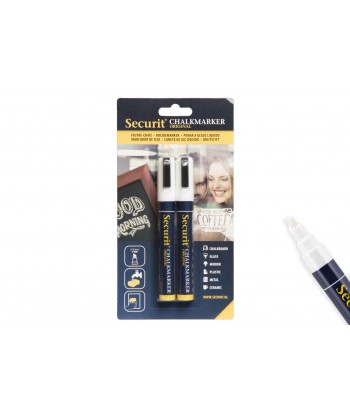 Set 2 Pennarelli Mm 2-6 A Gesso Liquido Punta Media Colore Bianco Securit Confezione Da 2