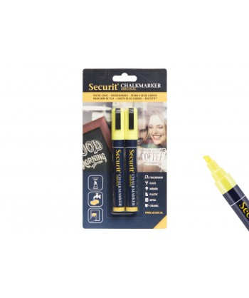 Set 2 Pennarellimm 2-6 A Gesso Liquido Punta Media Colore Giallo Securit Confezione Da 2