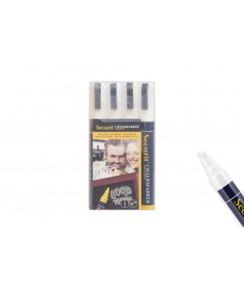 Set 4 Pennarellimm 2-6 A Gesso Liquido Punta Media Colore Bianco Securit Confezione Da 4