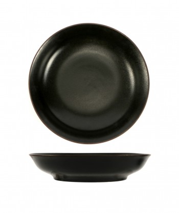 Stromboli Nero Piatto Fondo Ø Cm 20 Porcellana Metallizzata Lioness Confezione Da 6