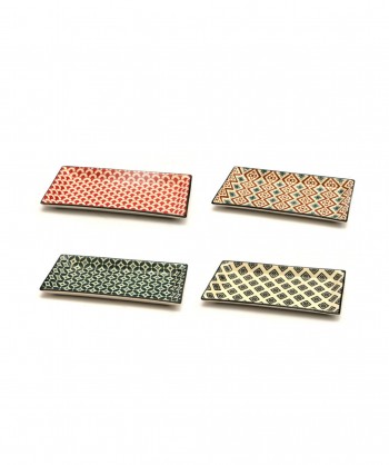 Mosaik Piatto Rett. Cm 23,7x12 Stoneware Decori Assortiti Lioness Confezione Da 8