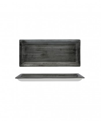 Justcolor Grey Piatto Rett. Cm 31x13,7 Porcellana Satinata Decoro Mano Lioness Confezione Da 4