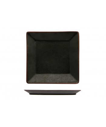 Stromboli Nero Piatto Quad. Cm 13,5x13,5 Porcellana Metallizzata Lioness Confezione Da 8