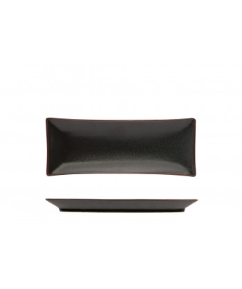 Stromboli Nero Vassoio Rett. Cm 23,5x9 Porcellana Metallizzata Lioness Confezione Da 8