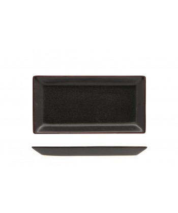 Stromboli Nero Vassoio Rett. Cm 23,7x12 Porcellana Metallizzata Lioness Confezione Da 8