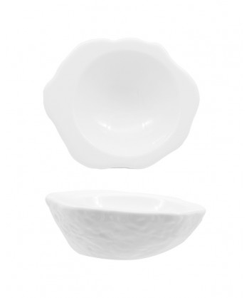 Rock Bianco Coppa Cm 24,5x20,5 Porc. Bianca Effetto Pietra Fenixe Confezione Da 2