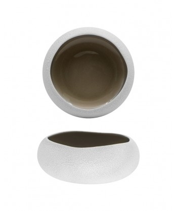 Genesys Grey Coppa Ø Cm 16,5 Porcellana Bianca Rilievo Fenixe Confezione Da 4