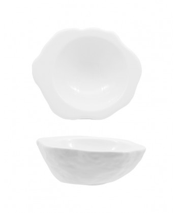 Rock Bianco Coppa Cm 13,8x12 Porc. Bianca Effetto Pietra Fenixe Confezione Da 6
