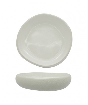 Genesys Bianco Coppa Organic Cm 14x13,5 H 3,2 Porcellana Bianca Rilievo Fenixe Confezione Da 4