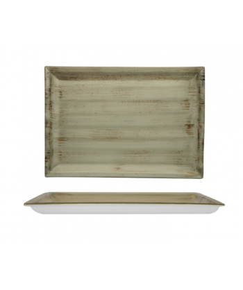 Justcolor Noisette Piatto Rett. Cm 31x22 Porcellana Satinata Decoro Mano Lioness Confezione Da 3
