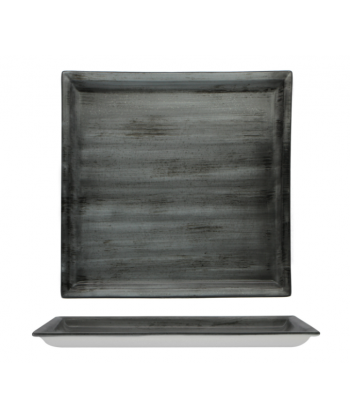 Justcolor Grey Piatto Quad. Cm 29x29 Porcellana Satinata Decoro Mano Lioness Confezione Da 3